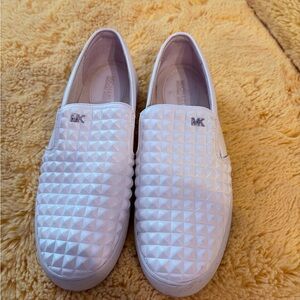 Michael Kors White Quilted Slip-On Shoes